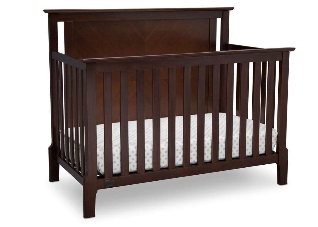 Serta Mid-Century Modern Lifestyle 4-in-1 Crib Walnut Espresso (1324) Angle c2c