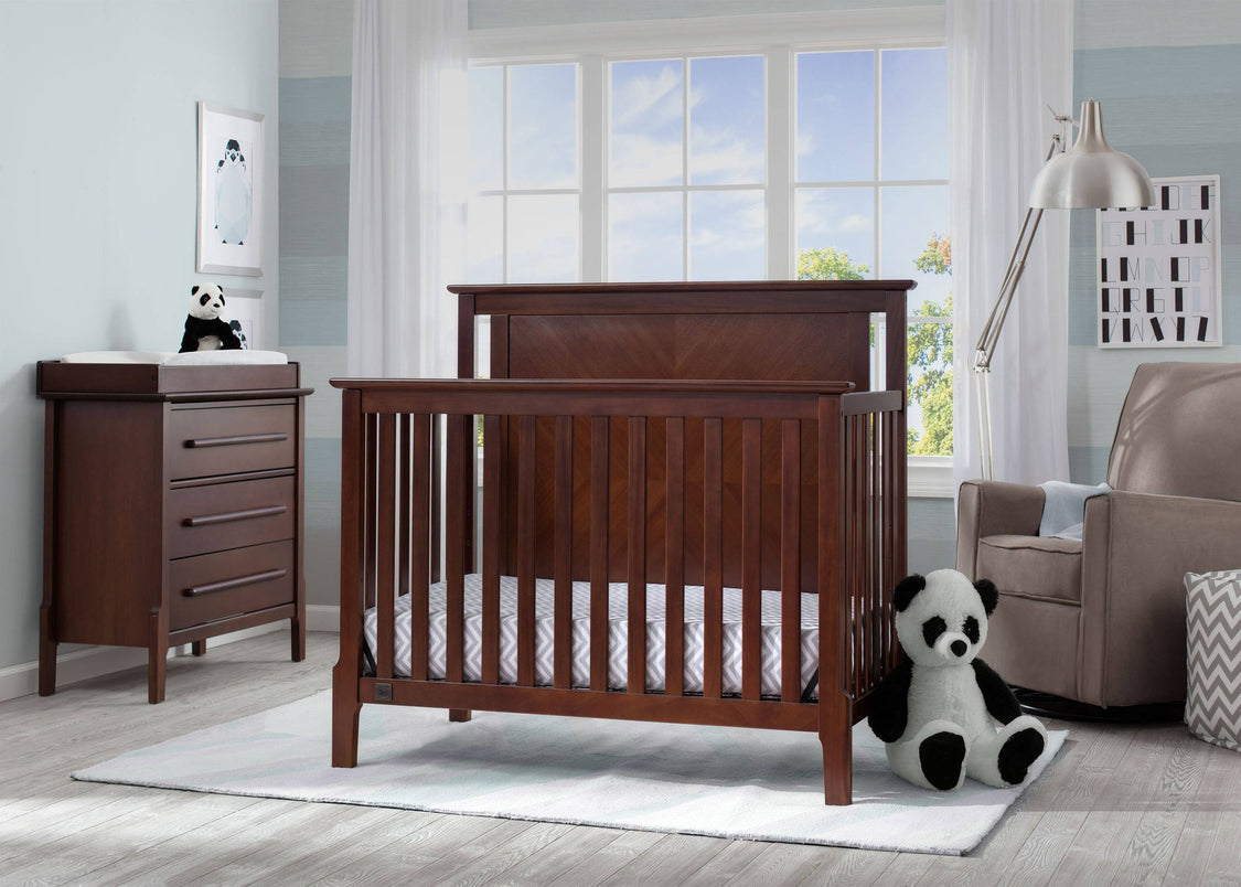 Serta Mid-Century Modern Lifestyle 4-in-1 Crib Walnut Espresso (1324) Room View c1c