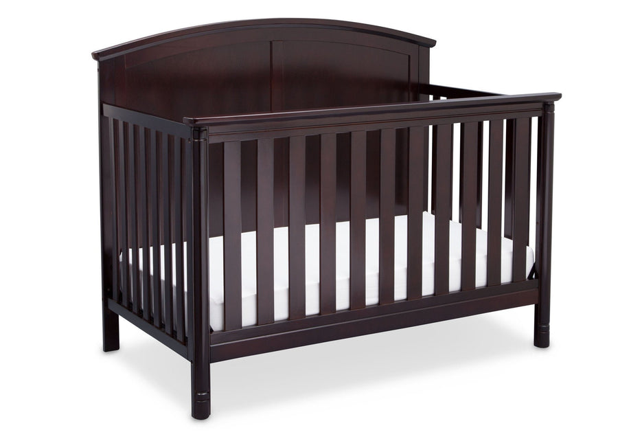 Delta Children Dark Chocolate (207) Somerset 4-in-1 Crib Side View, Crib Conversion b4b 9-Somerset 4-in-1 Crib