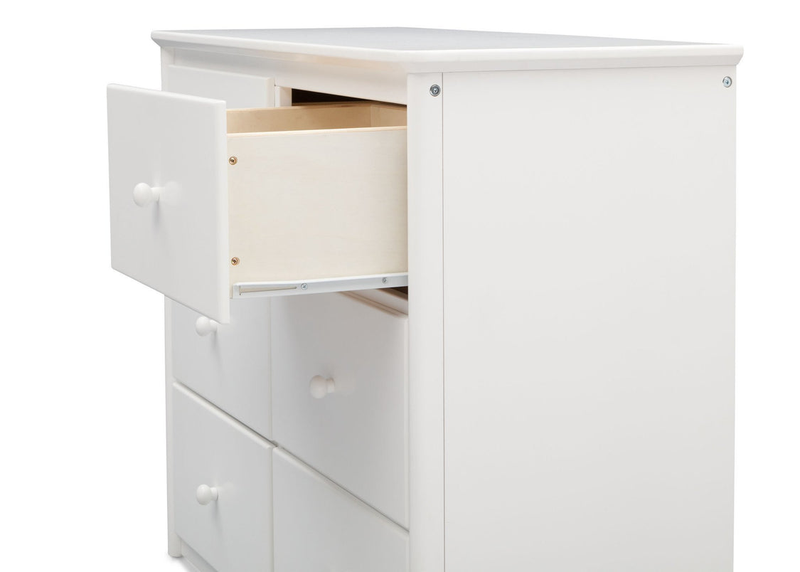 Delta Children White (100) Somerset 6 Drawer Dresser, Drawer Detail a3a
