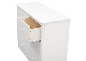 Delta Children White (100) Somerset 6 Drawer Dresser, Above Drawer Detail a4a 4-Somerset 6 Drawer Dresser