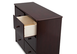 Delta Children Dark Chocolate (207) Somerset 6 Drawer Dresser, Above Drawer Detail b4b 7-Somerset 6 Drawer Dresser