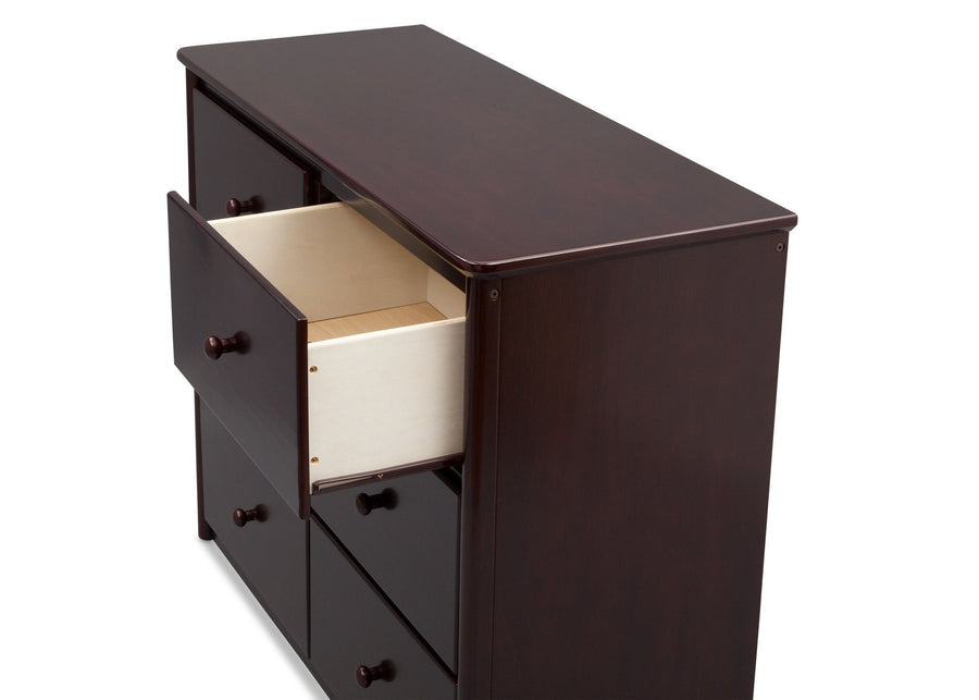 Delta Children Dark Chocolate (207) Somerset 6 Drawer Dresser, Above Drawer Detail b4b 6-Somerset 6 Drawer Dresser