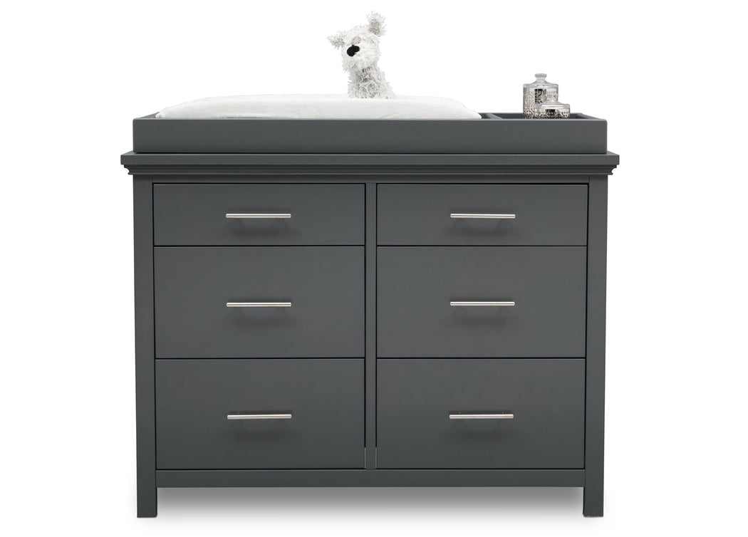 Delta Children Charcoal Grey (029) Avery 6 Drawer Dresser (708060), Silo with Topper, a2a