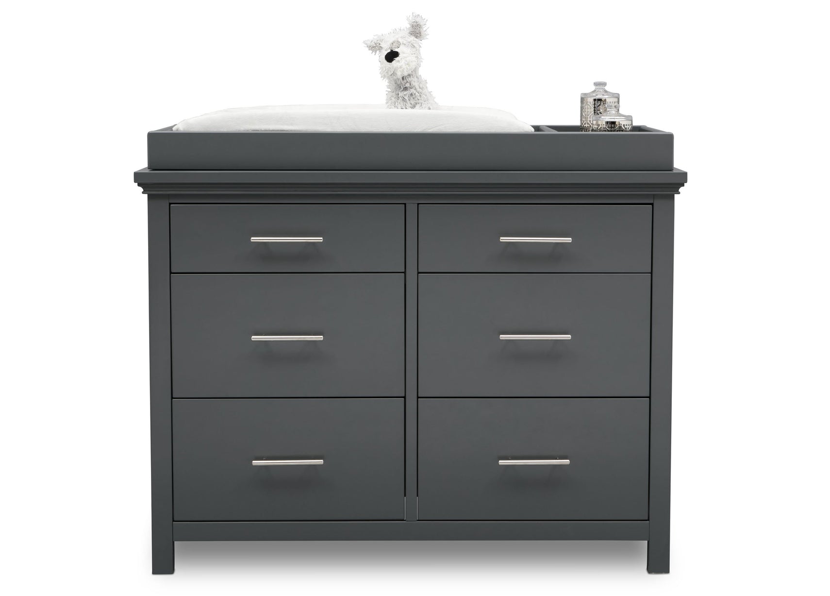 Delta Children Charcoal Grey (029) Avery 6 Drawer Dresser (708060), Silo with Topper, a2a