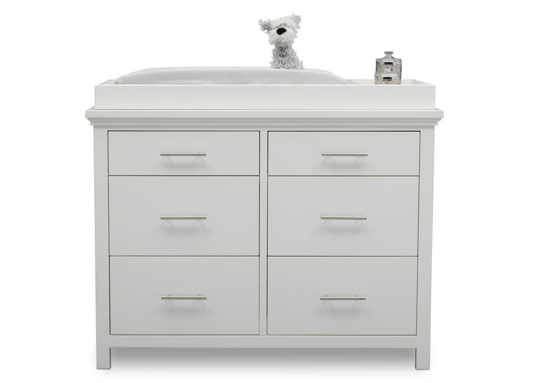 Delta Children Bianca White (130) Avery 6 Drawer Dresser (708060), Silo with Topper, b2b