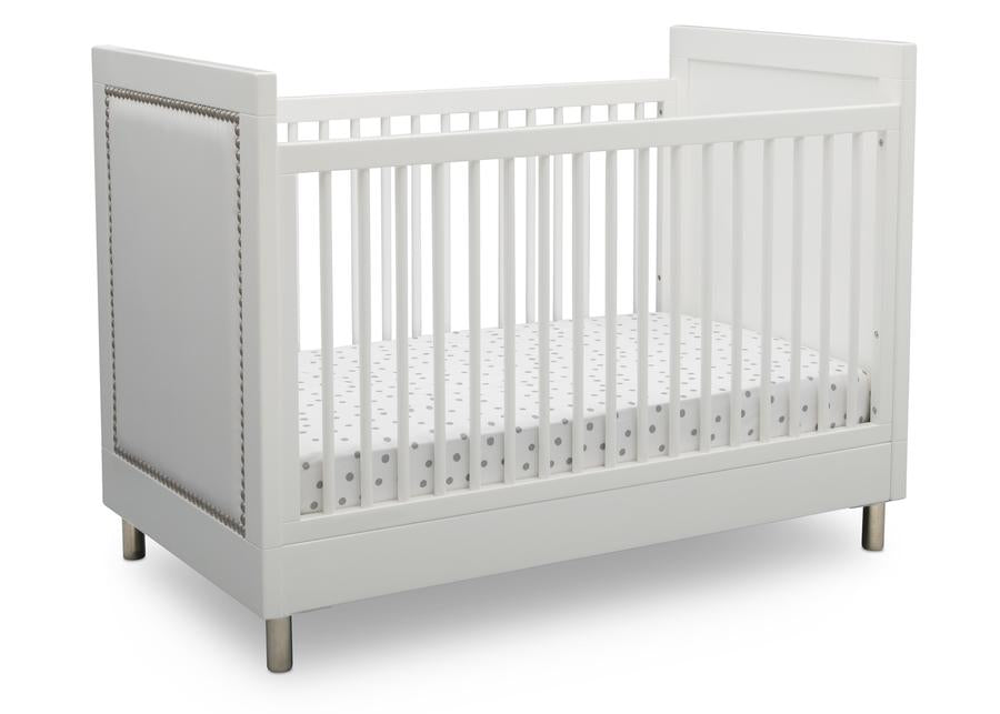 Delta Children Bianca White (1321) Avery 3-in-1 Convertible Crib (708130), Right Crib Silo View 3-Avery 3-in-1 Convertible Crib