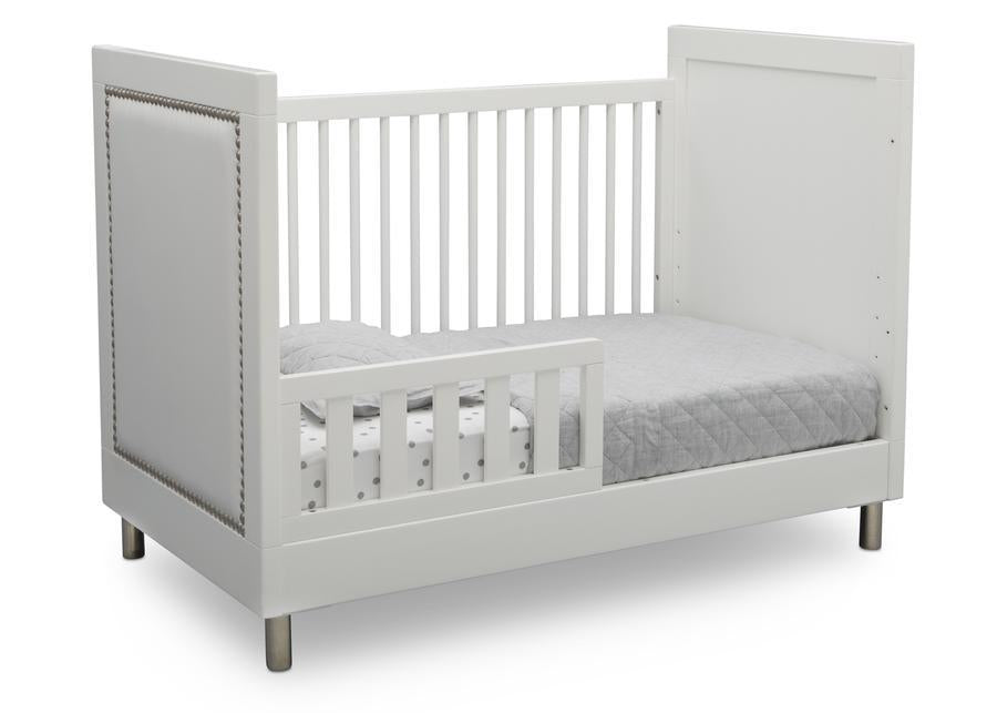 Delta Children Bianca White (1321) Avery 3-in-1 Convertible Crib (708130), Right Toddler Bed Silo View 4-Avery 3-in-1 Convertible Crib