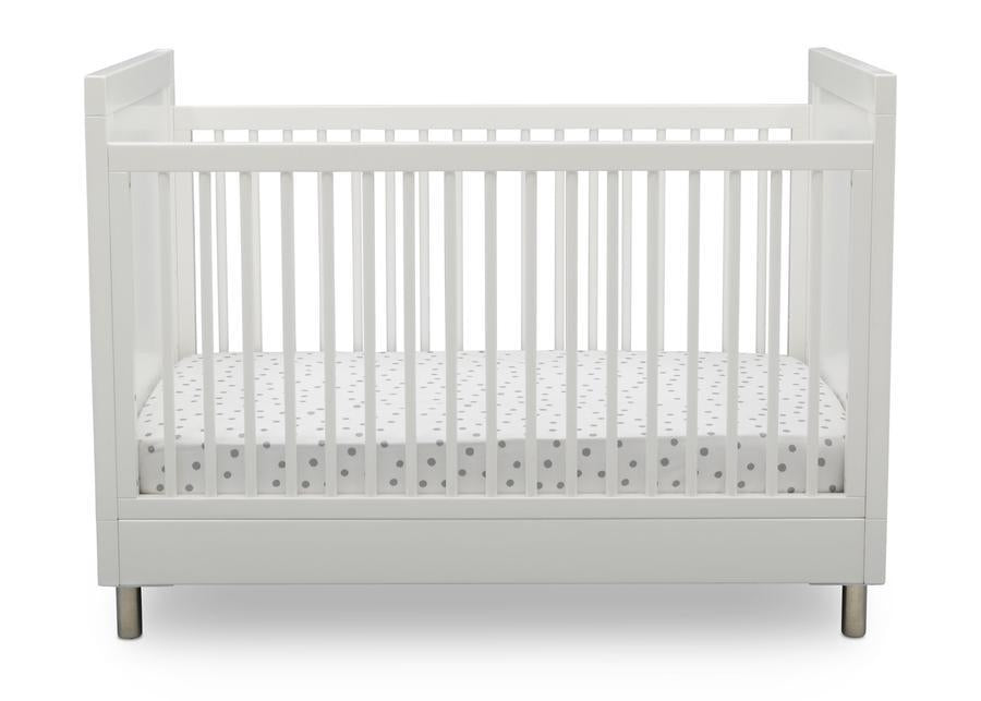 Delta Children Bianca White (1321) Avery 3-in-1 Convertible Crib (708130), Front Crib Silo View 2-Avery 3-in-1 Convertible Crib