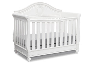 Delta Children White Ambiance (108) Princess Magical Dreams 4-in-1 Crib Side View, Crib Conversion b4b 0-Disney Princess Magical Dreams 4-in-1 Crib