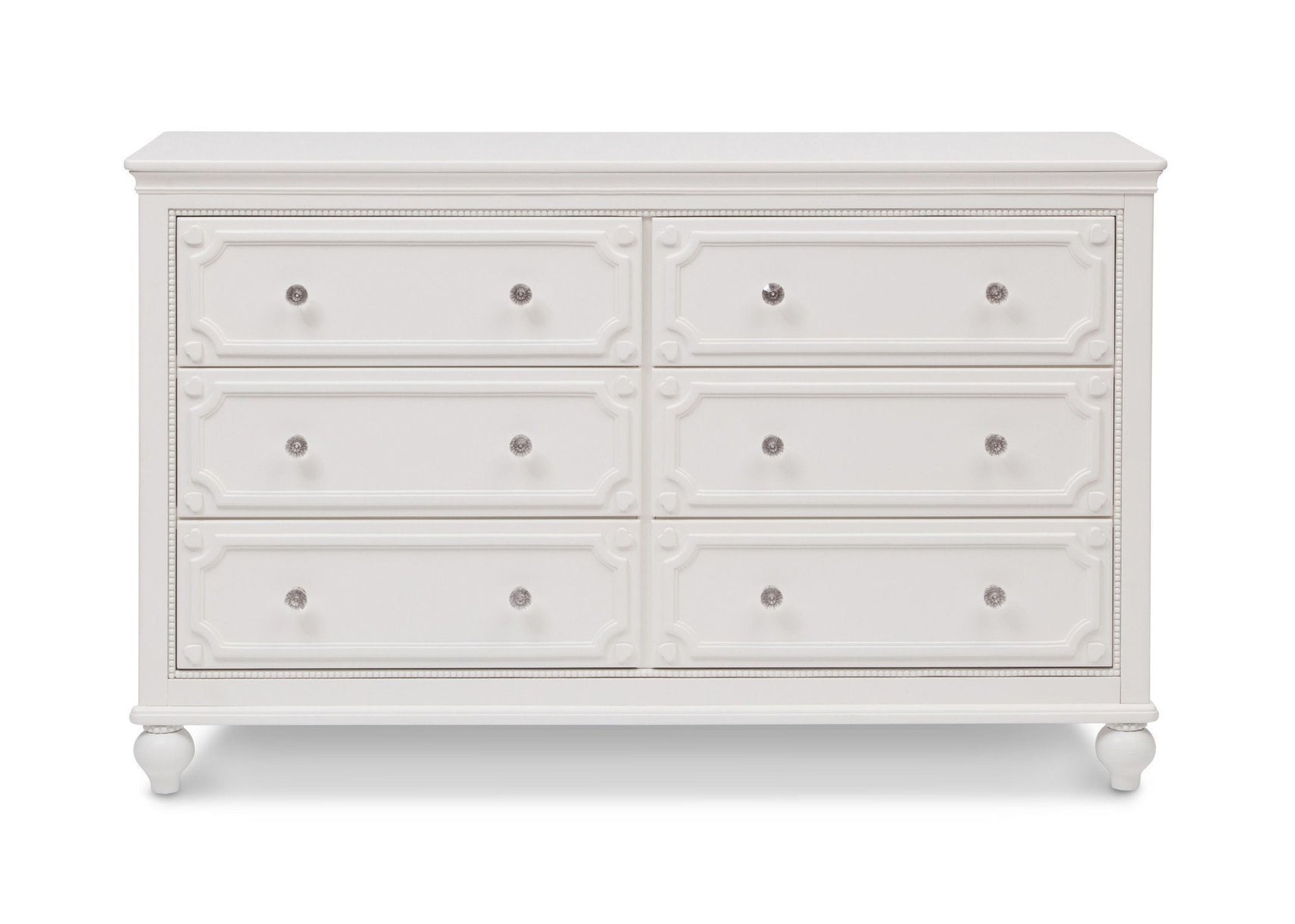 Delta Children White Ambiance (108) Princess Magical Dreams Dresser Front View b2b