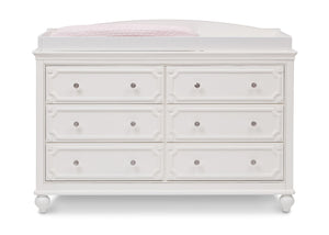 Delta Children White Ambiance (108) Princess Magical Dreams Dresser Front View with Changing Top and Props  4-Disney Princess Magical Dreams Dresser