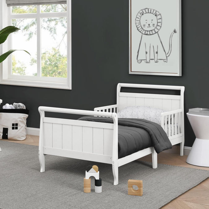 White (100) 4-Wood Sleigh Toddler Bed