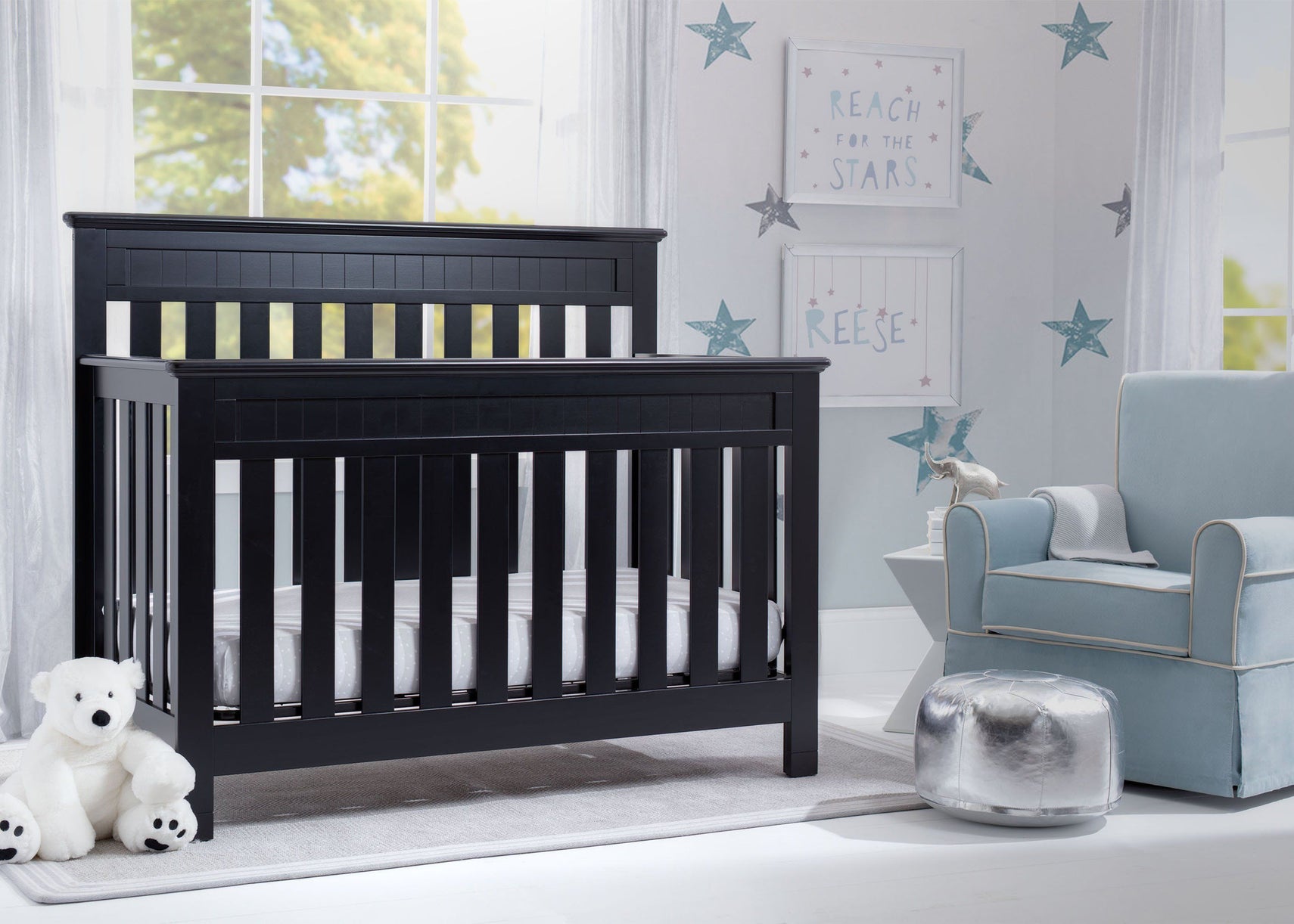 Delta Children Black (001) Chalet 4-in-1 Crib, room view, c1c