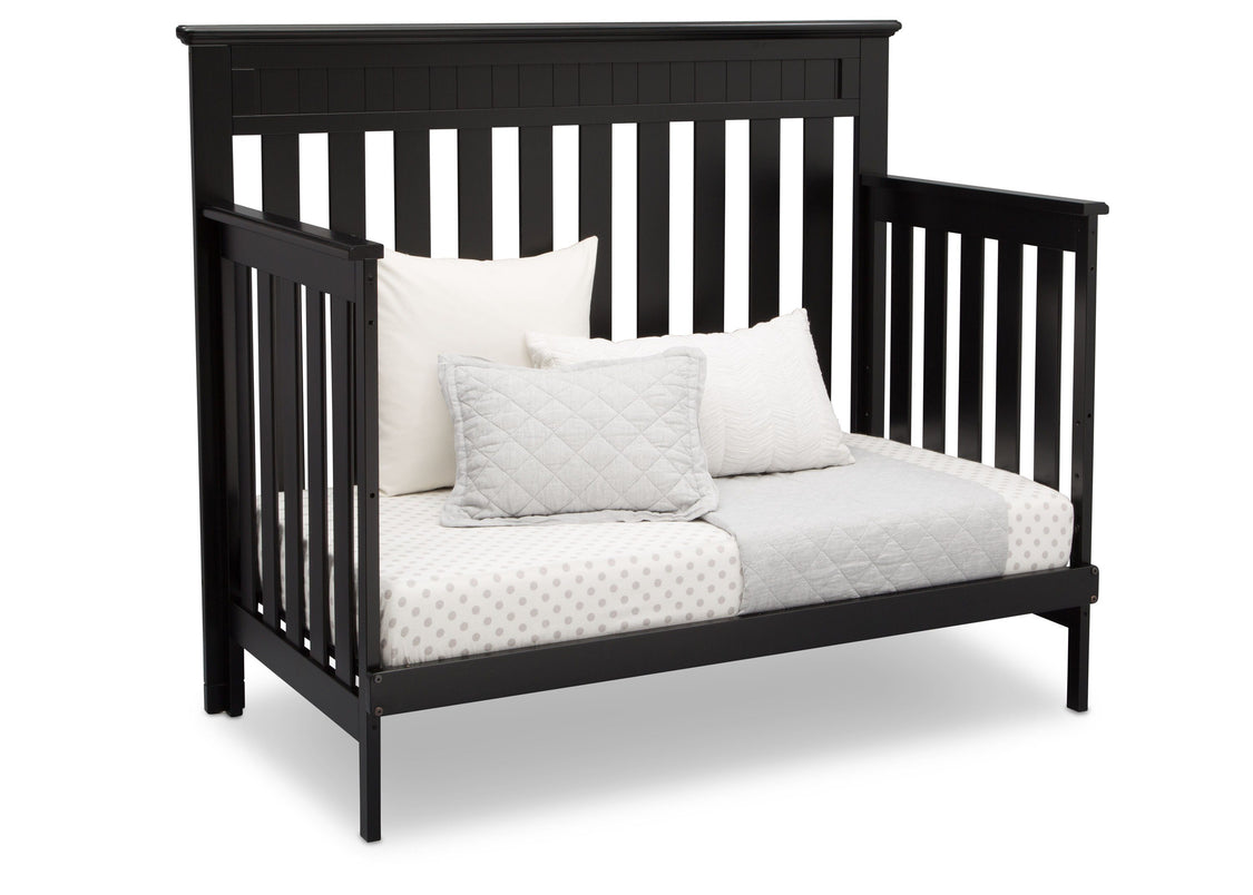 Delta Children Black (001) Chalet 4-in-1 Crib, angled conversion to daybed, c4c