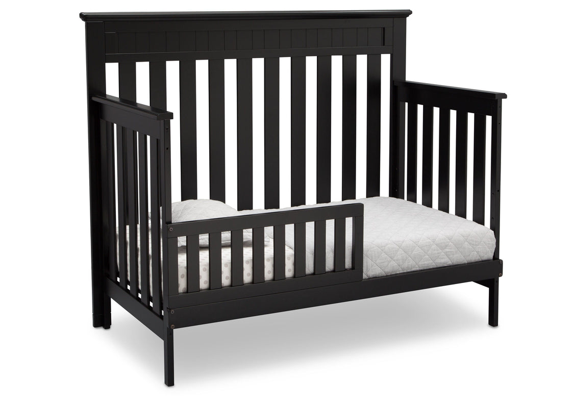 Delta Children Black (001) Chalet 4-in-1 Crib, angled conversion to toddler bed, c4c
