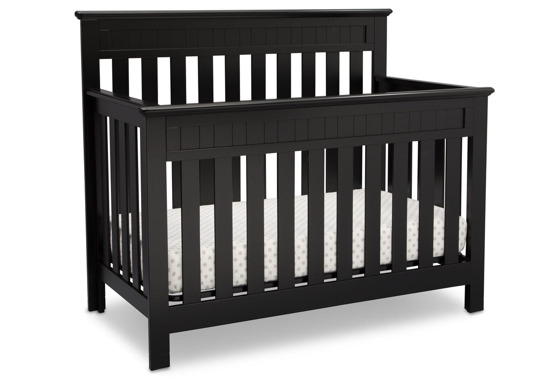 Delta Children Black (001) Chalet 4-in-1 Crib, angled view, c3c
