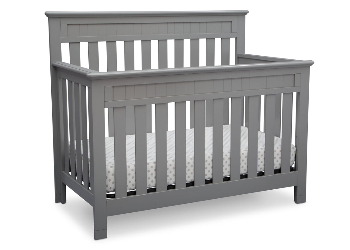 Delta Children Grey (026) Chalet 4-in-1 Crib, angled view, d3d