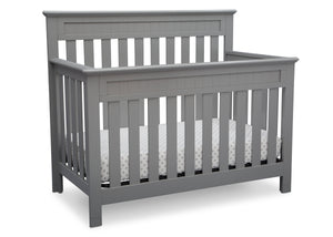 Delta Children Grey (026) Chalet 4-in-1 Crib, angled view, d3d 12-Chalet 4-in-1 Crib