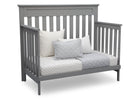 Delta Children Grey (026) Chalet 4-in-1 Crib, angled conversion to daybed, d4d 26-Chalet 4-in-1 Crib