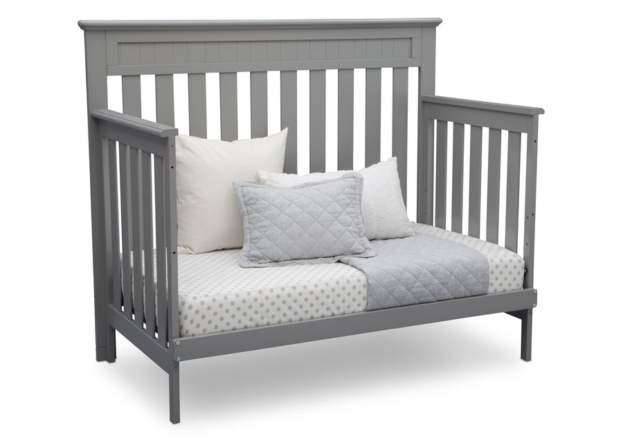 Delta Children Grey (026) Chalet 4-in-1 Crib, angled conversion to daybed, d4d 26-Chalet 4-in-1 Crib