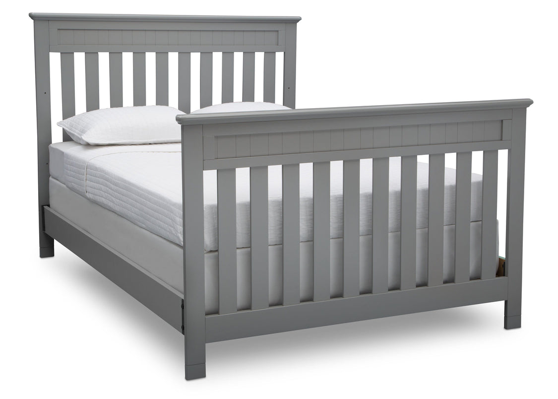 Delta Children Grey (026) Chalet 4-in-1 Crib, angled conversion to full size bed, d6d