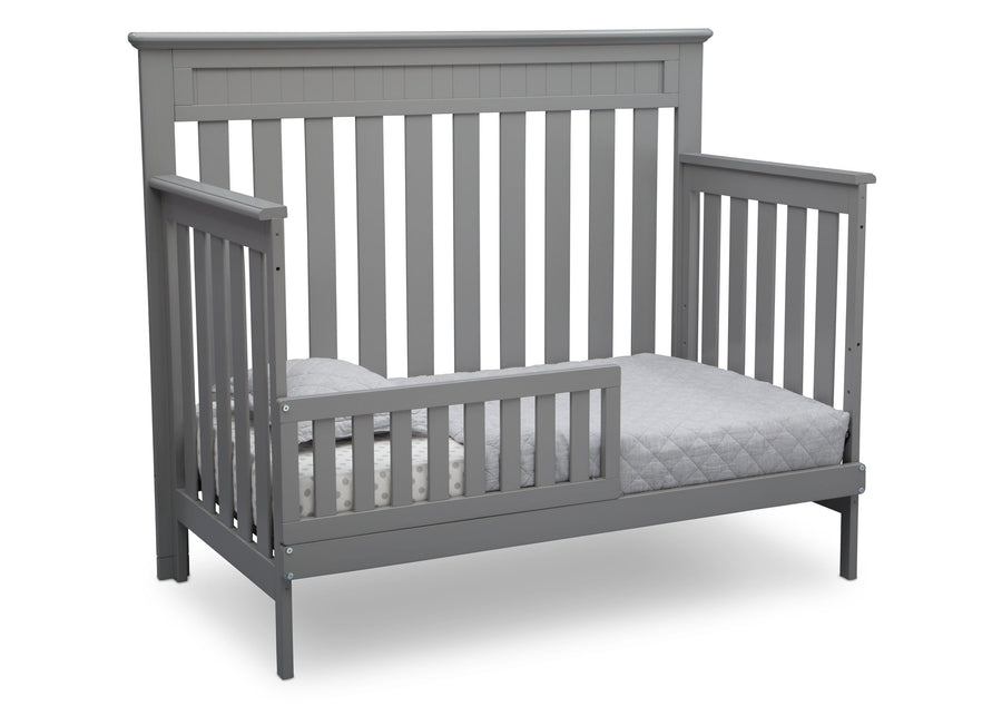 Delta Children Grey (026) Chalet 4-in-1 Crib, angled conversion to toddler bed, d5d 25-Chalet 4-in-1 Crib