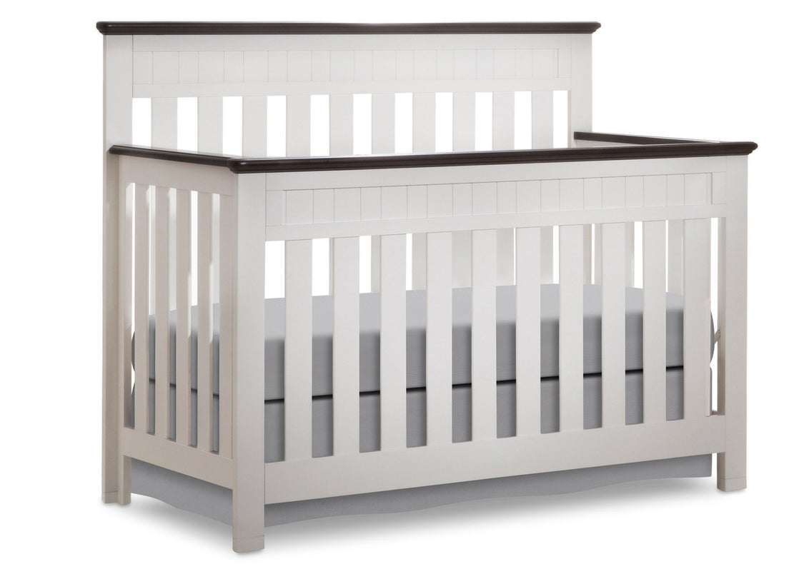 Delta Children White Ambiance/Dark Chocolate (127) Chalet 4-in-1, Crib Conversion c2c