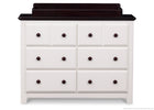 Delta Children White Ambiance / Dark Chocolate (127) Chalet 6 Drawer Dresser Front View with Dresser Topper b3b 4-Chalet 6 Drawer Dresser