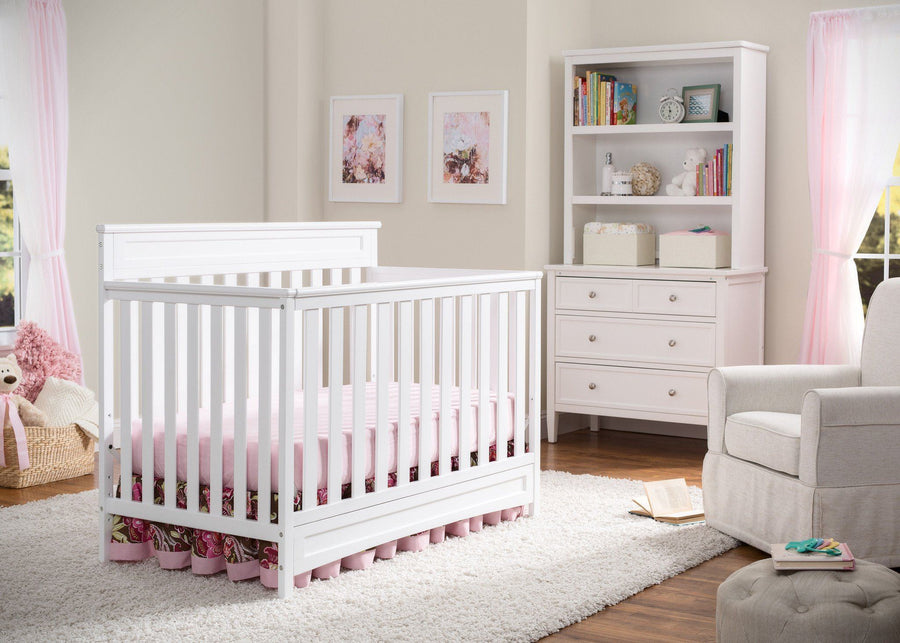Delta Children White (100) Geneva 4-in-1 Crib with Props 2 b1b 12-Geneva 4-in-1 Crib