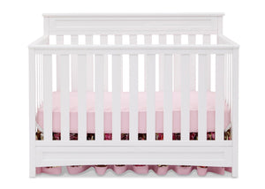 Delta Children White (100) Geneva 4-in-1 Crib, Front View b2b 1-Geneva 4-in-1 Crib