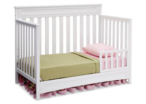 Delta Children White (100) Geneva 4-in-1 Crib, Toddler Bed Conversion with Toddler Guardrail b4b 11-Geneva 4-in-1 Crib
