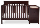 Delta Children Black Cherry Espresso (607) Layla Crib 'N' Changer Front View, Crib Conversion a3a 2-Layla Crib N Changer