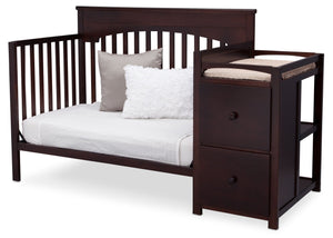 Delta Children Black Cherry Espresso (607) Layla Crib 'N' Changer Side View, Day Bed Conversion a5a 4-Layla Crib N Changer