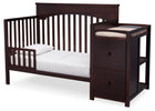 Delta Children Black Cherry Espresso (607) Layla Crib 'N' Changer Side View, Toddler Bed Conversion a4a 3-Layla Crib N Changer