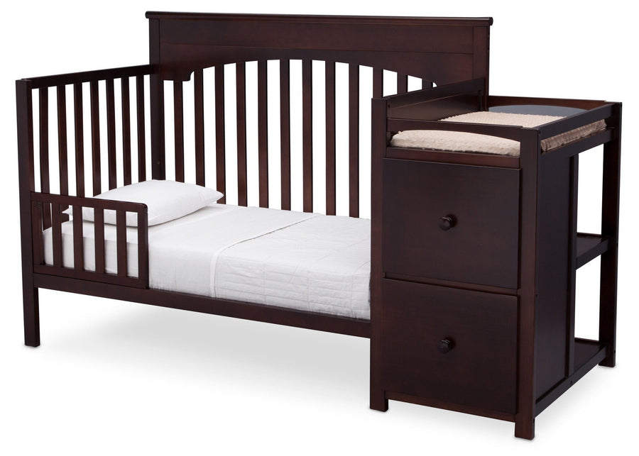 Delta Children Black Cherry Espresso (607) Layla Crib 'N' Changer Side View, Toddler Bed Conversion a4a 3-Layla Crib N Changer