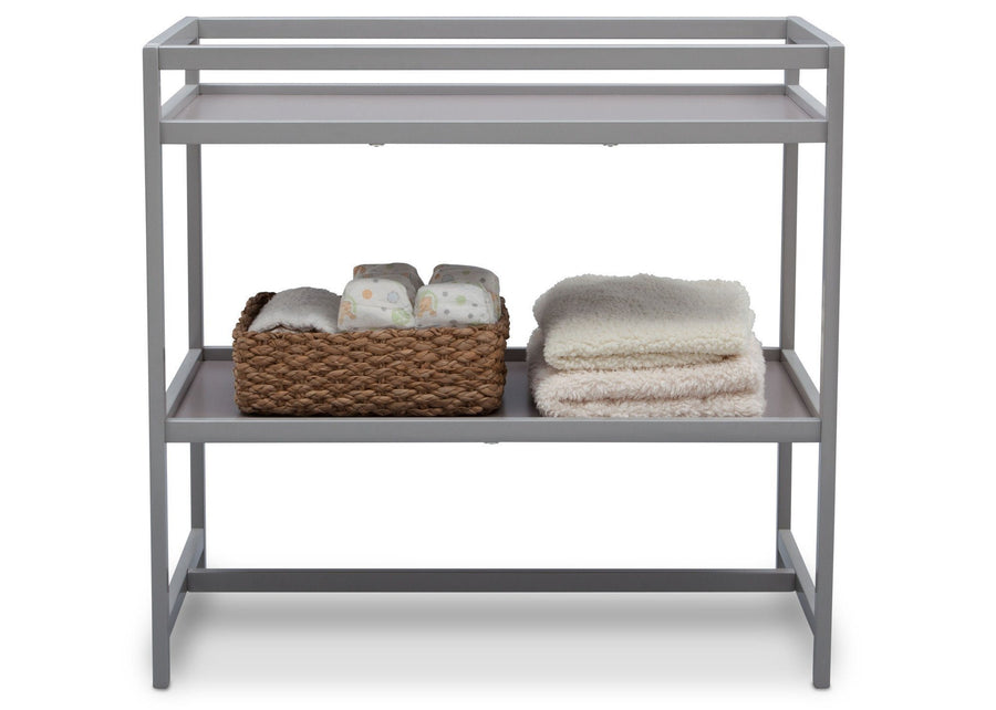 Delta Children Grey (026) Harbor Changing Table, Front View with Props a3a 6-Harbor Changing Table