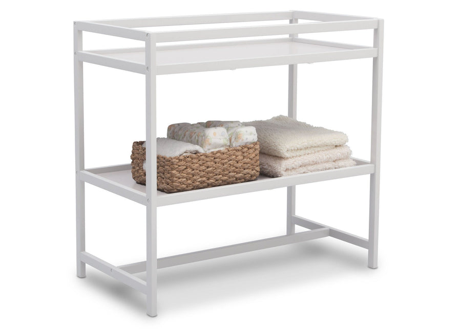 Delta Children White (100) Harbor Changing Table, Side View with Props b4b 8-Harbor Changing Table