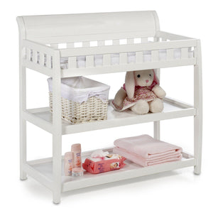 Delta Children White (100) Bentley Changing Table, Right View with Props a1a 43-Bentley Changing Table