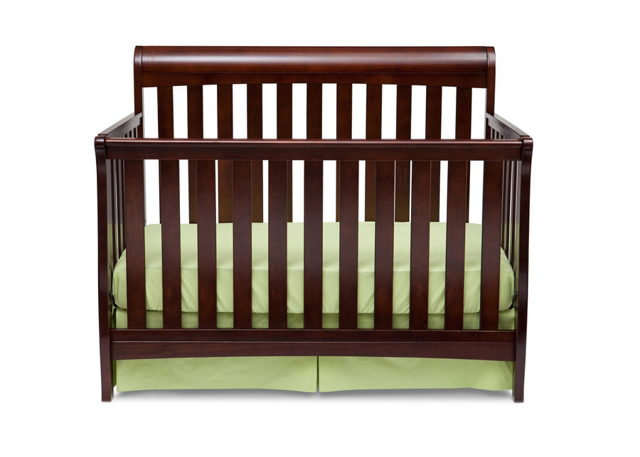 Delta Children Black Cherry Espresso (607) Marquis 4-in-1 Crib, Crib Conversion, Front View b1b 7-Marquis 4-in-1 Crib