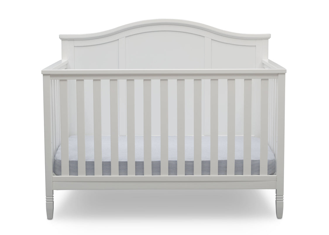 DCB: Delta Children Bianca White (130) Madrid 4-in-1 Crib, Front Crib Silo View