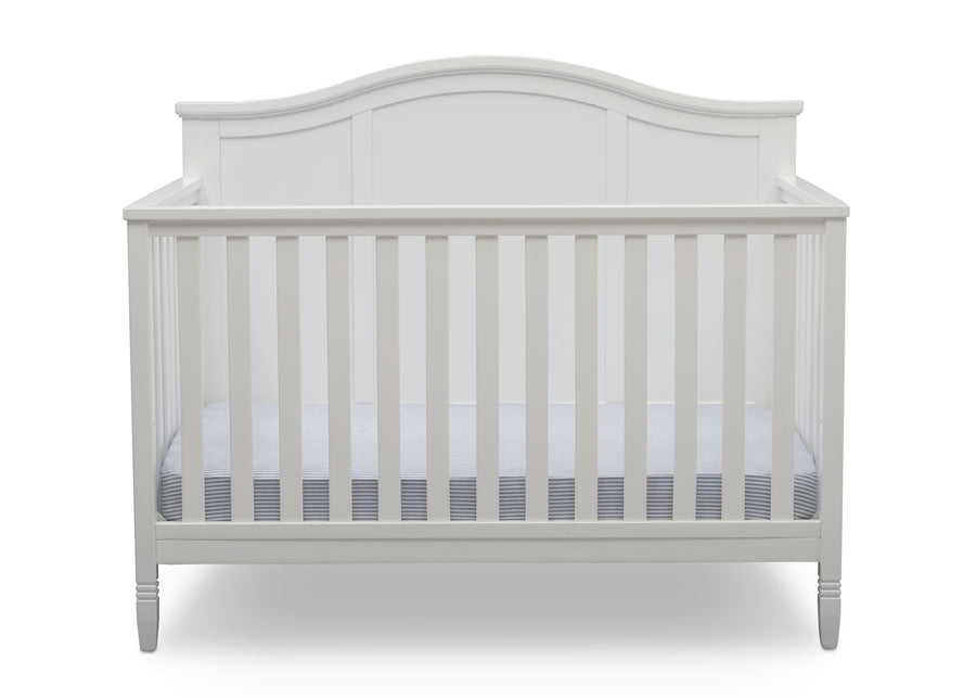 DCB: Delta Children Bianca White (130) Madrid 4-in-1 Crib, Front Crib Silo View 2-Madrid 5-in-1 Convertible Crib