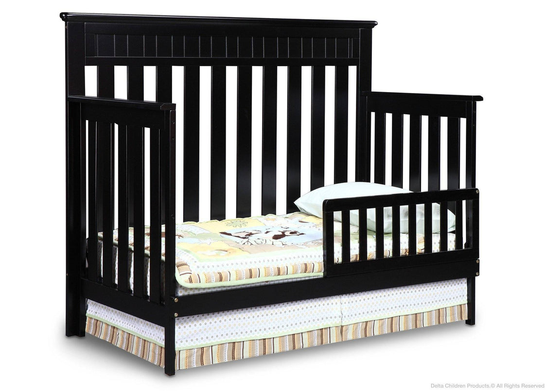 Delta Children Black (001) Chalet 4-in-1, Toddler Bed Conversion with Toddler Guard Rail a3a