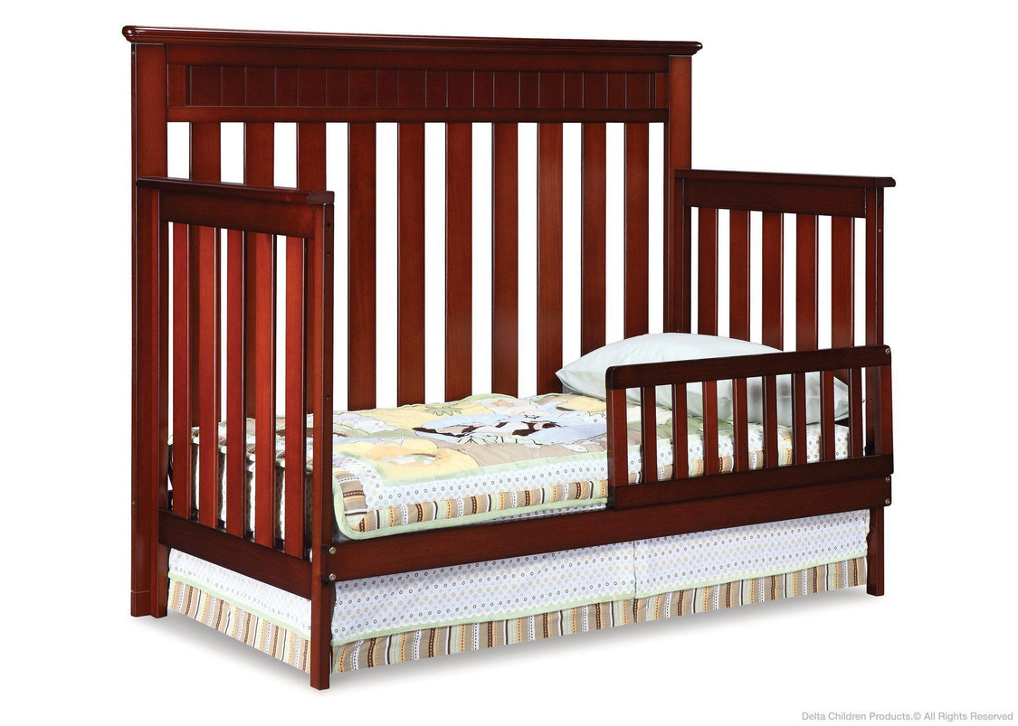 Delta Children Betony Cherry (627) Chalet 4-in-1, Toddler Bed Conversion with Toddler Guard Rail d3d