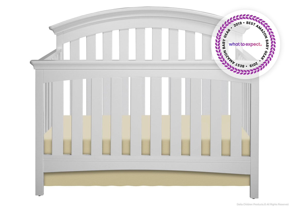 Delta Children White 100 Bentley 4-in-1 Crib, Crib Conversion a1a with badge