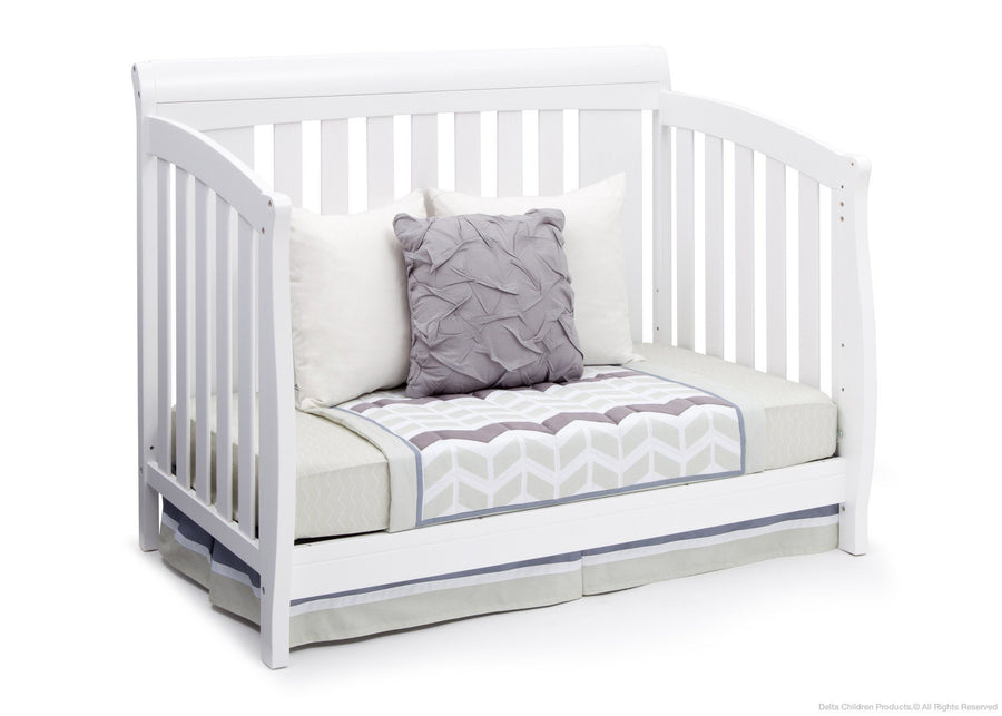 Delta Children Bianca White (130) Clermont 4-in-1 Crib, Day Bed Conversion a4a 4-Clermont 4-in-1 Crib