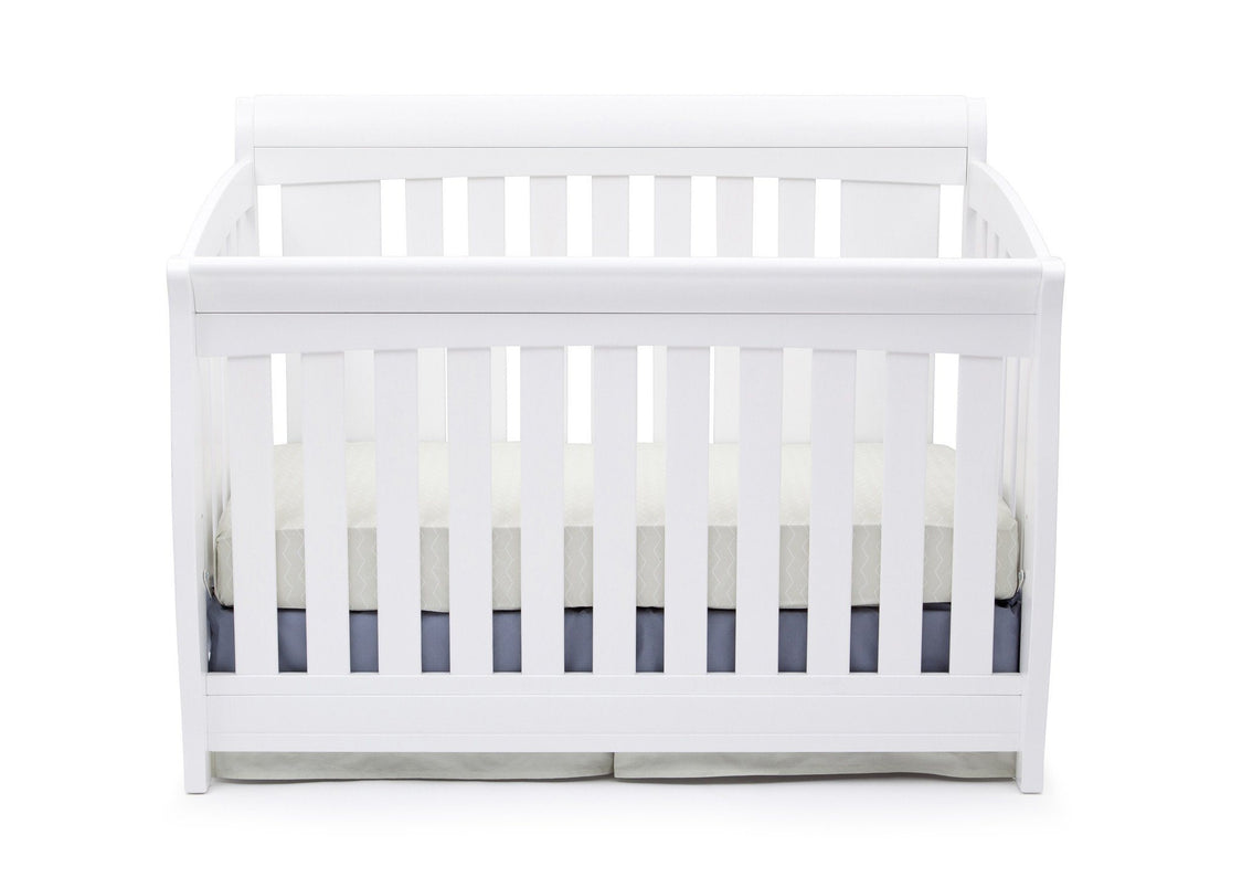 Delta Children Bianca White (130) Clermont 4-in-1 Crib, Crib Conversion Front View a1a