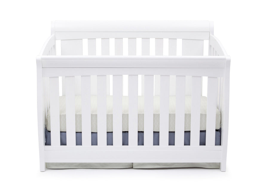Delta Children Bianca White (130) Clermont 4-in-1 Crib, Crib Conversion Front View a1a 6-Clermont 4-in-1 Crib