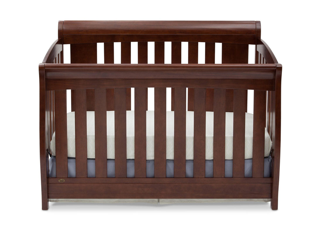 Delta Children Chocolate 204 Clermont 4-in-1 Crib, Crib Conversion Front View b1b