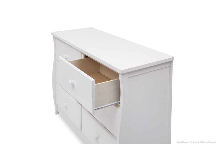 Bianca White (130) Clermont 6 Drawer Dresser, Above View with Drawer Detail a3a 4-Clermont 6 Drawer Dresser